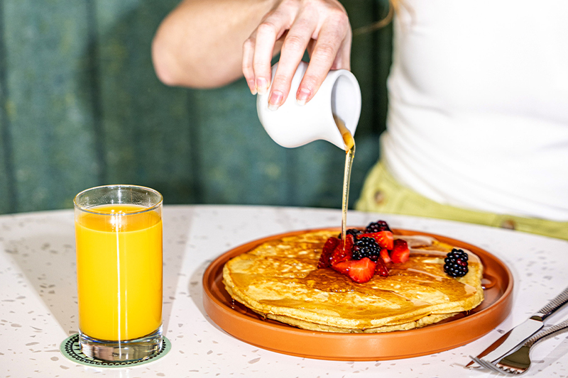 Pancakes and orange juice